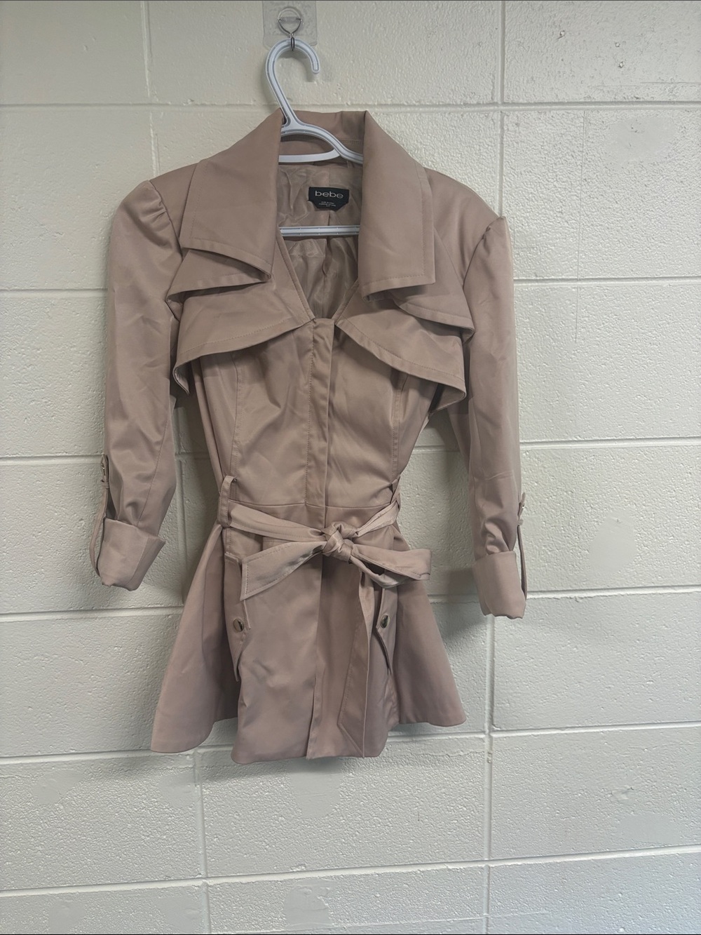 bebe Blush Trench Coat with Tie Waist